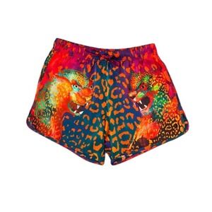 Versace x Haas Brothers Men's 100%‎ Silk Shorts Jaguar Print S NWT Made in Italy
